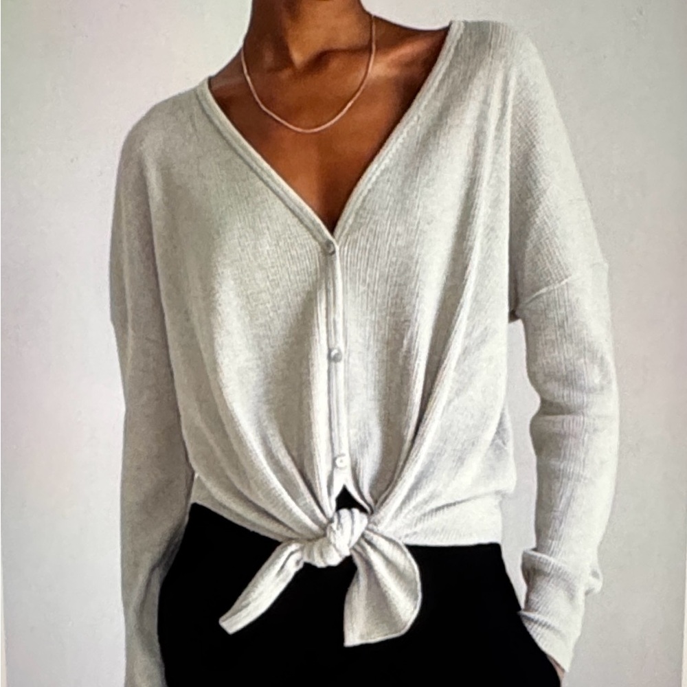 Babaton/Aritzia Light Pink Button-Down Tie Front Shirt